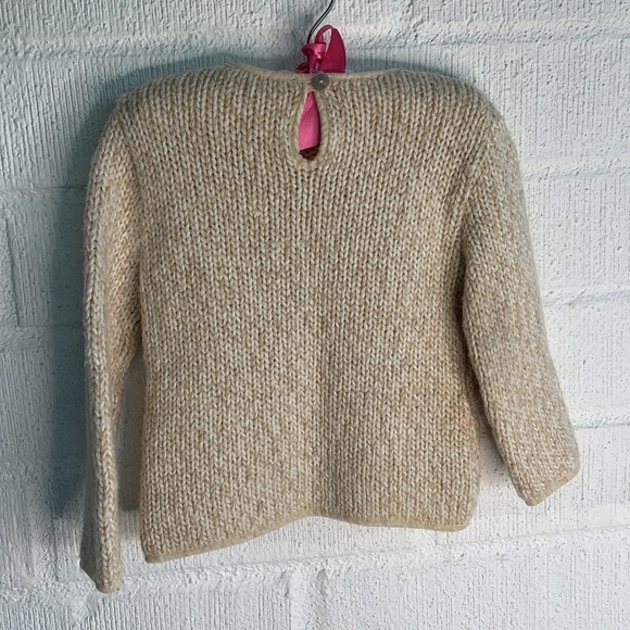 MonnaLisa Wool Knit Bimba Velvet Floral Keyhole Sweater sz 24 months - Picture 4 of 7